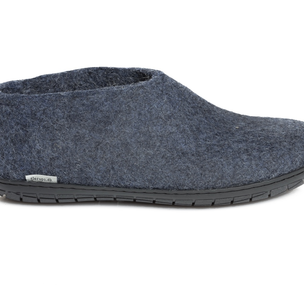 GLERUPS AR-10-2 DENIM/BLACK WOOL SLIPPERS 38 - new